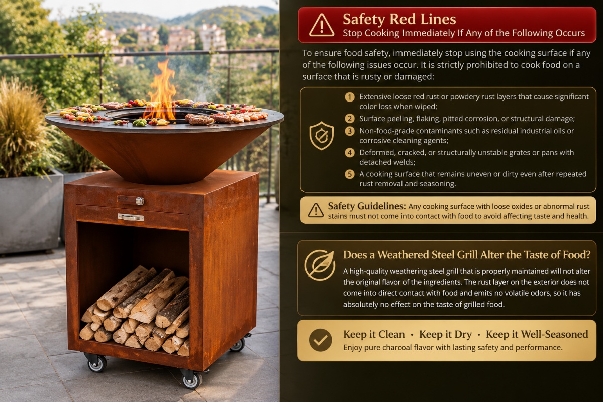 Does a Weathered Steel Grill Alter the Taste of Food